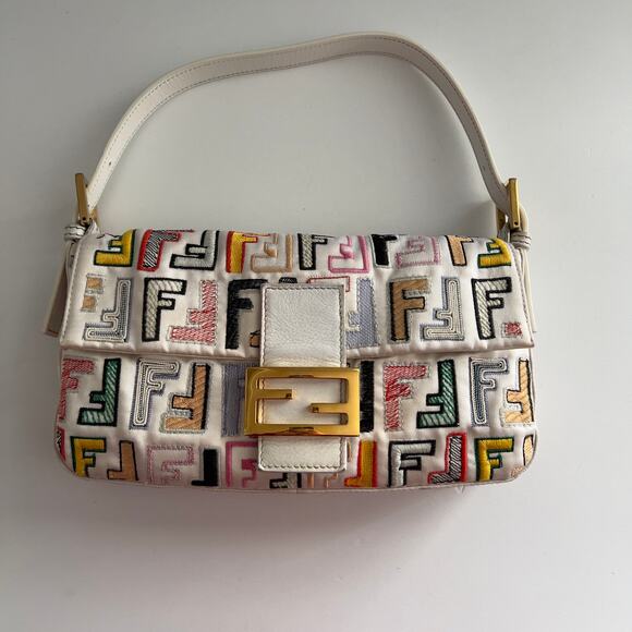 Vintage Fendi Multi Color Embroidered FF Baguette - Picture 7 of 7